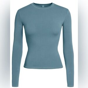 SKIMS COTTON JERSEY LONG SLEEVE T-SHIRT Kyanite Blue NWT